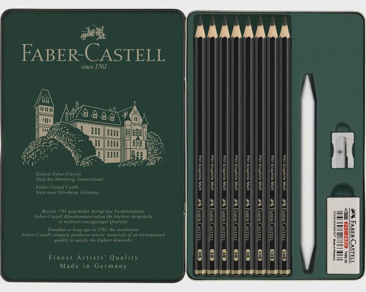Grafietpotlood FC Pitt Mat Etui set van 1x: HB, 2B, 4B, 6B, 8B, 10B, 12B, 14B,
