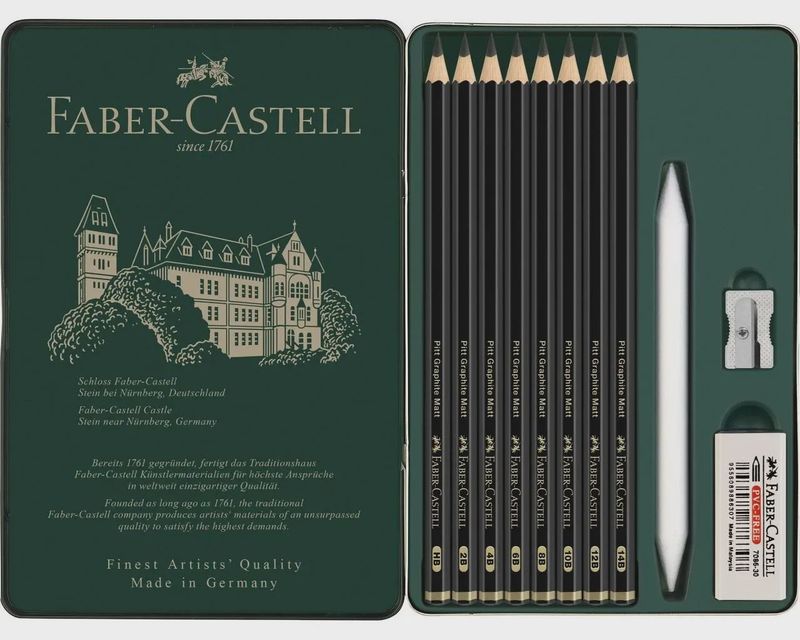 Grafietpotlood FC Pitt Mat Etui set van 1x: HB, 2B, 4B, 6B, 8B, 10B, 12B, 14B,