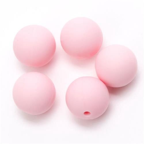 Siliconen kralen 15mm, 5 stuks, Kleur: 749 licht roze