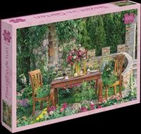 Puzzle theetijd in de tuin