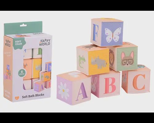 Happy World zachte blokken zachte kleuren - 6 stuks in doos