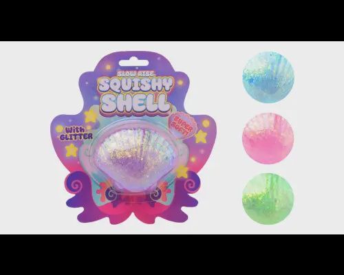 Slow rise glitter schelp op kaart 4 assortie