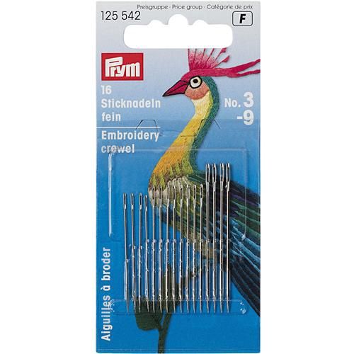 Prym 125542 Crewelnaalden fijn staal No. 3-9 ass