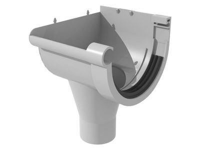 Links spruitstuk 165mm lichtgrijs