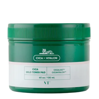 VT Cosmetics - CICA Mild Toner Pad - Exfoliating Face Pads with Centella and Salicylic Acid - 60pcs/130ml