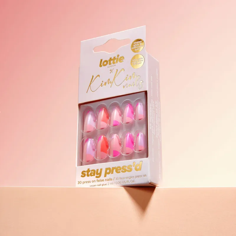 Lottie x KimKim stay press&#39;d- colour block party 30 Press on False Nails