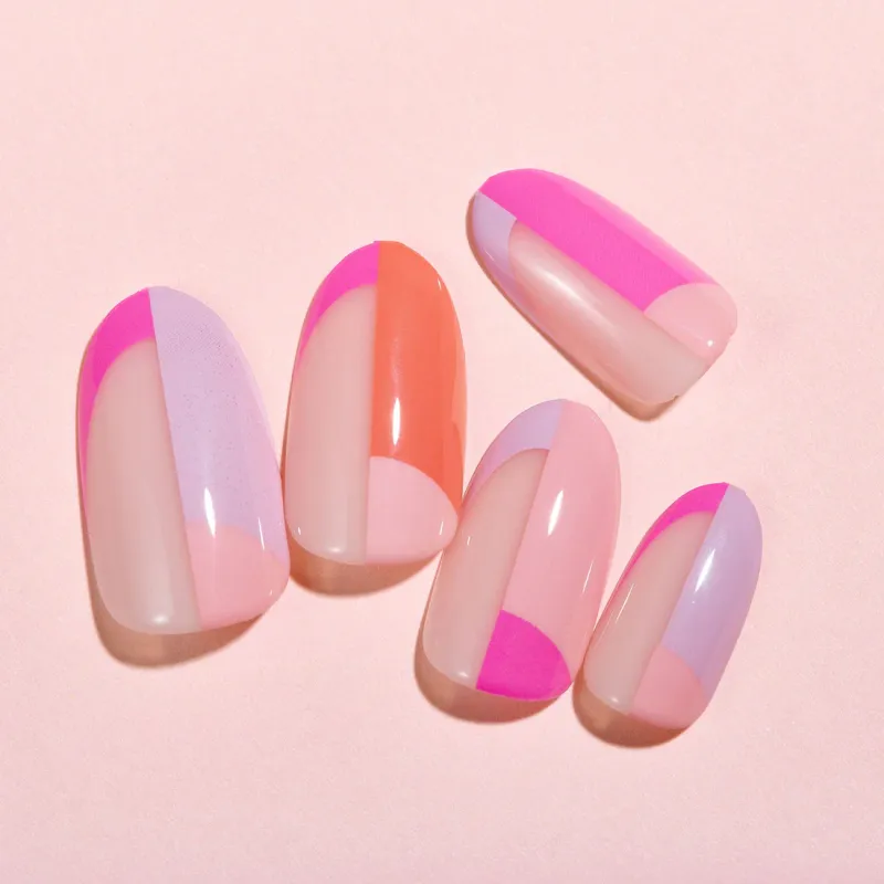 Lottie x KimKim stay press'd- colour block party 30 Press on False Nails