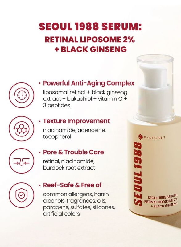 K - SECRET SEOUL 1988 - SEOUL 1988 Serum: Retinal Liposome 2% + Black Ginseng 30ml