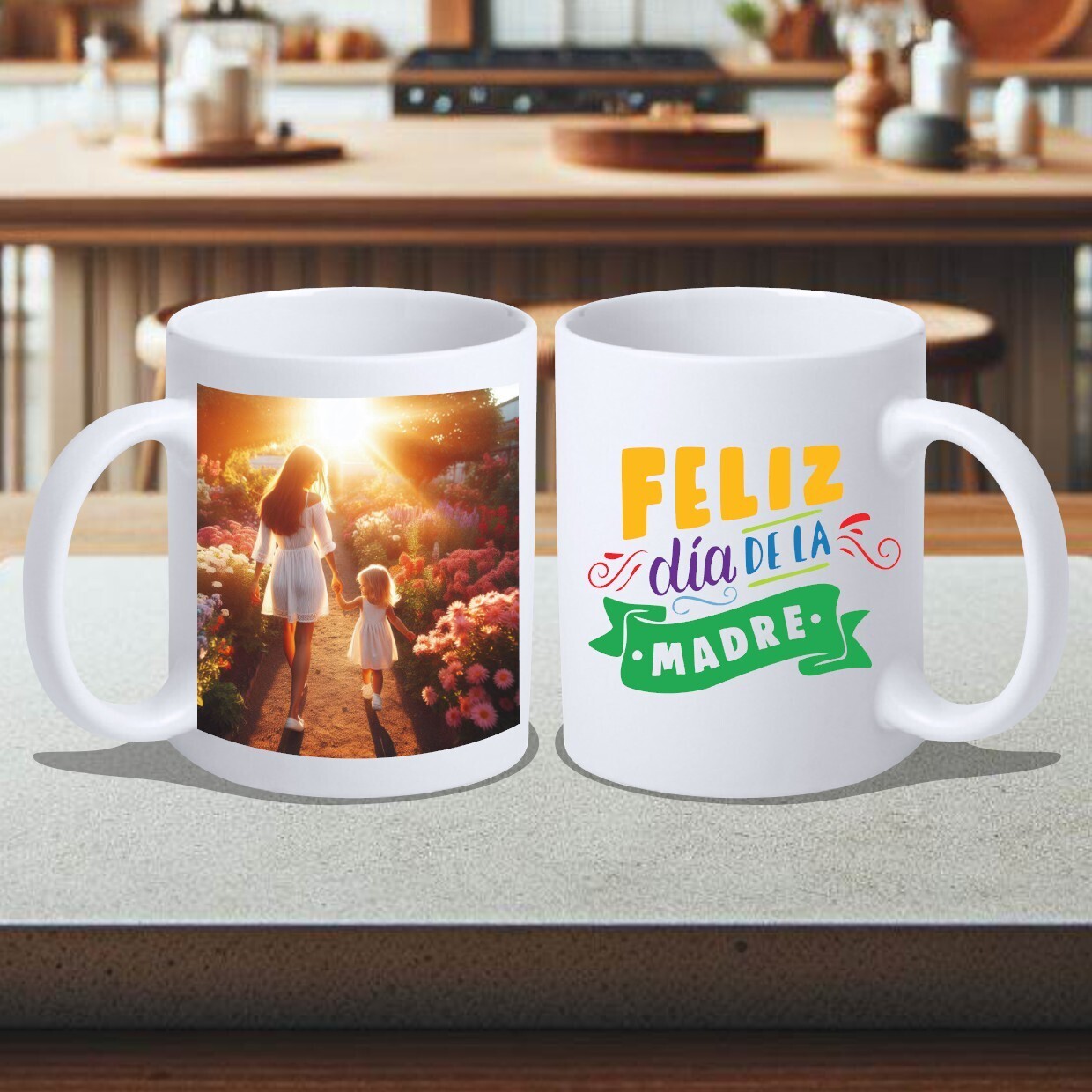 Taza día de la madre con fotografía diseño &quot;Feliz día de la madre&quot;