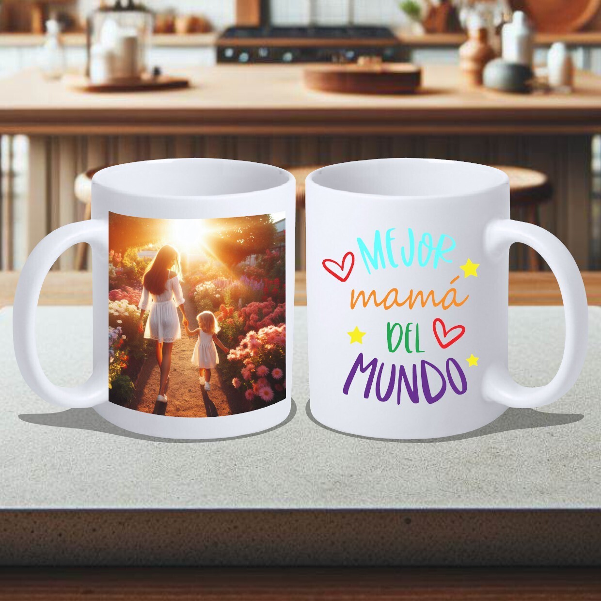 Taza día de la madre con fotografía diseño &quot;Mejor mamá del mundo&quot;