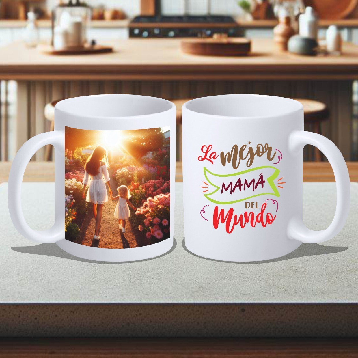 Taza día de la madre con fotografía diseño &quot;La mejor mamá del mundo&quot;