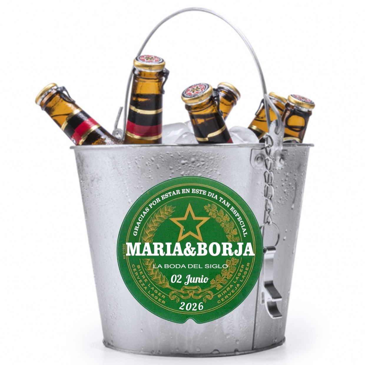 Cubo de cerveza personalizado Diseño Estrella Levante