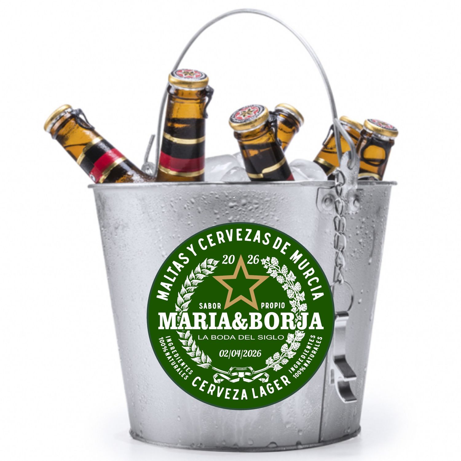 Cubo de cerveza personalizado Diseño Estrella Levante 2024
