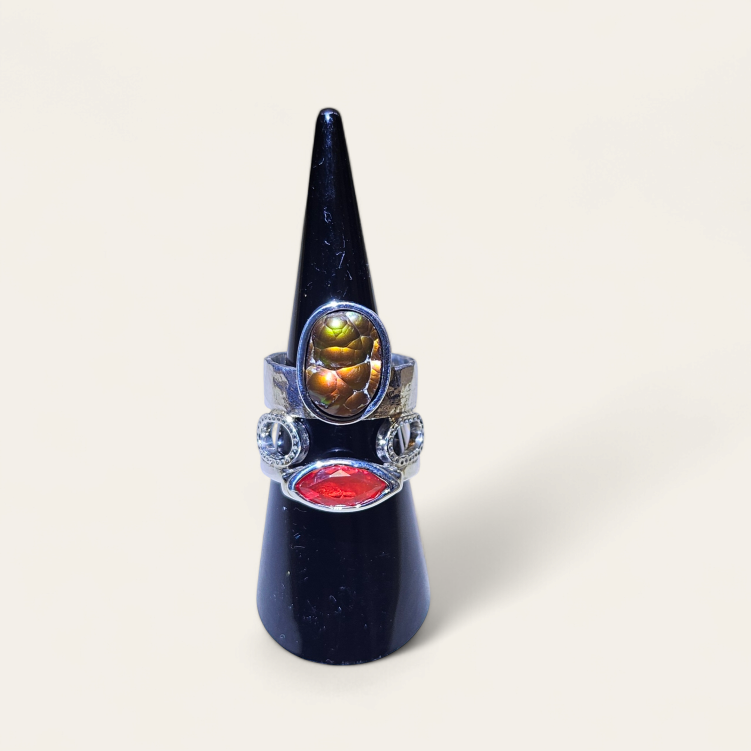 Anello con Agata di Fuoco e Opale di Fuoco