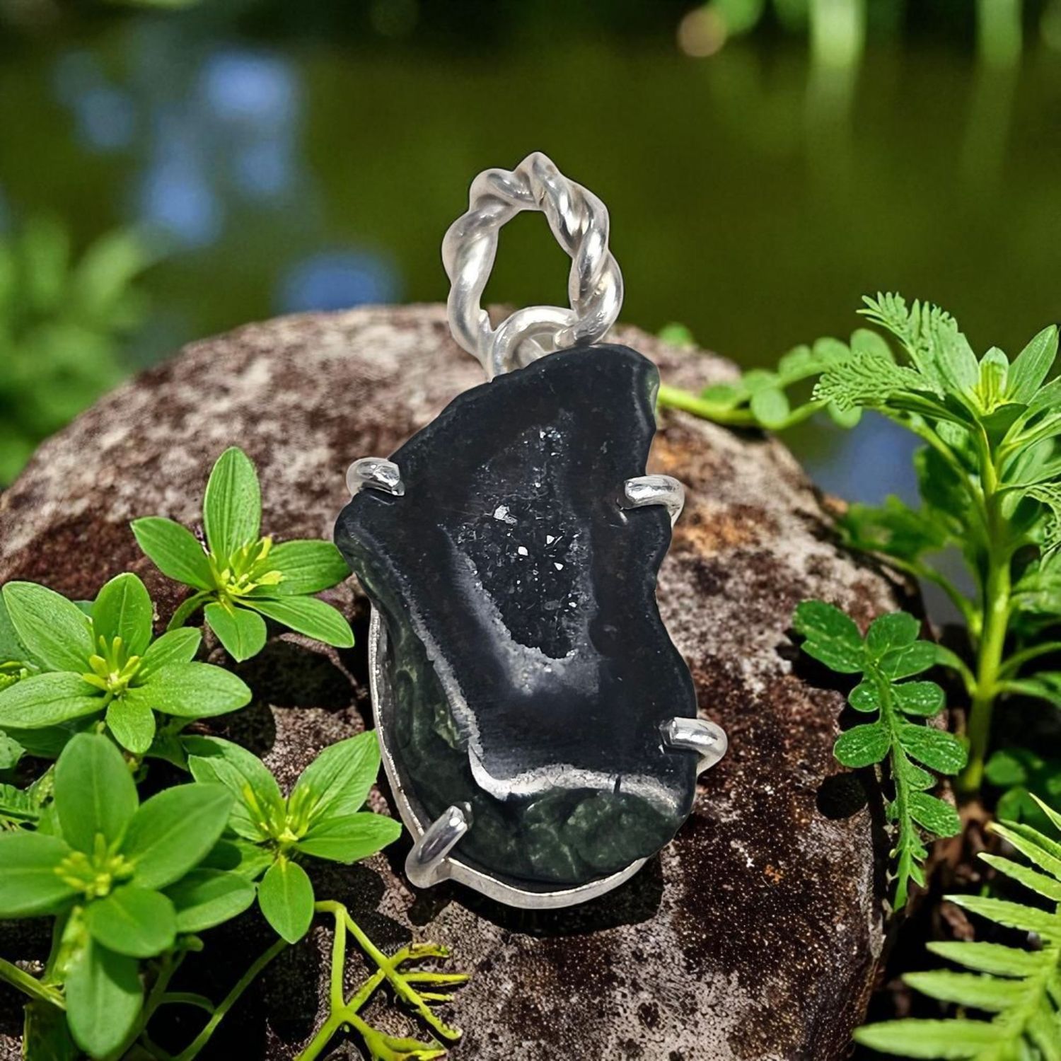 Ciondolo con Geode di Agata Messicana