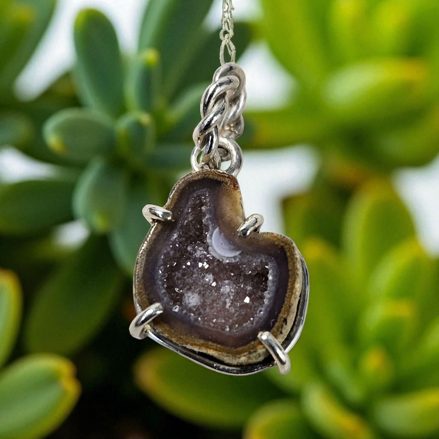 Ciondolo con Geode di Agata Messicana