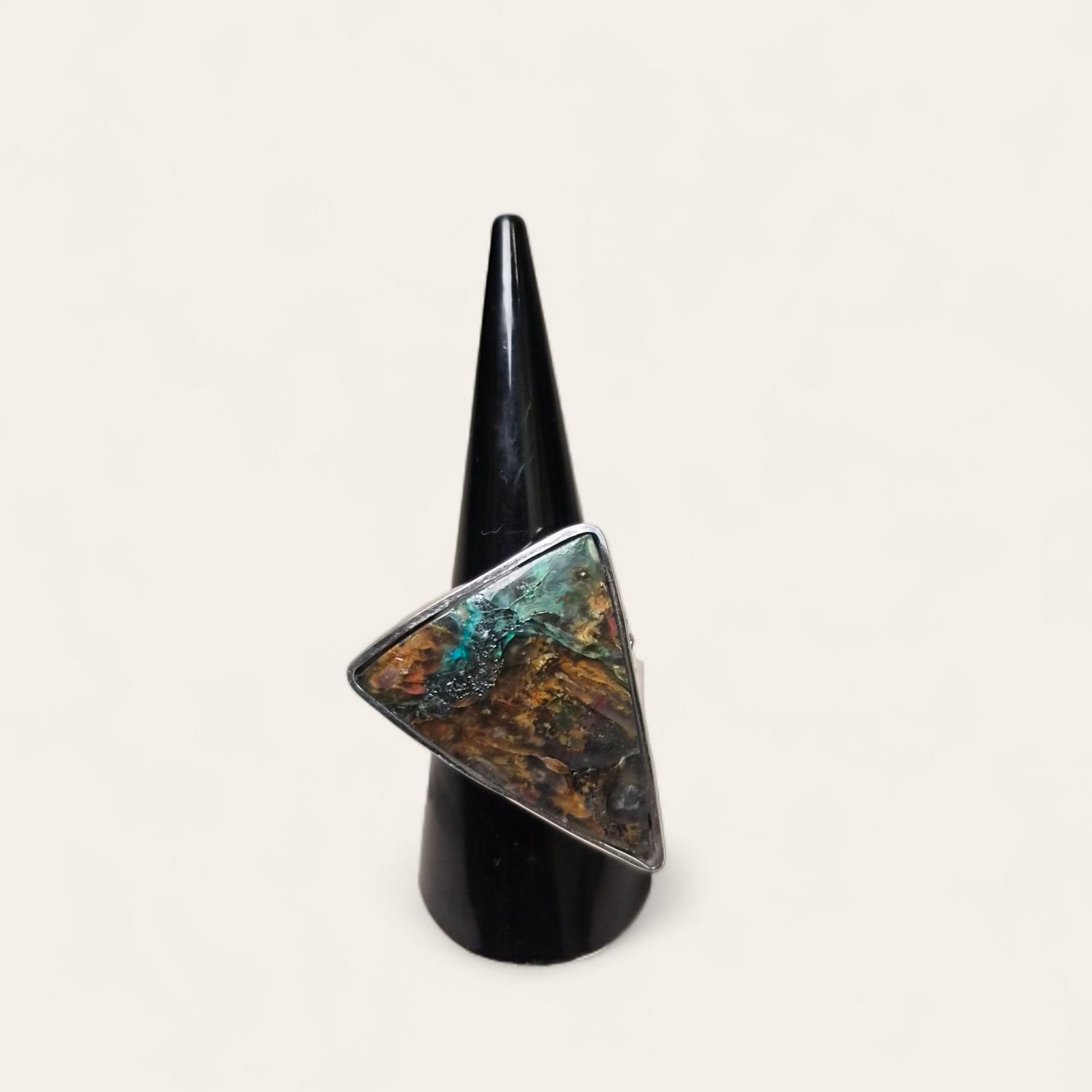 Anello con Calcedonio Crisocolla Rame Nativo