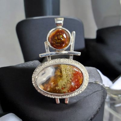 Ciondolo con Agata di fuoco e Agata muschiata