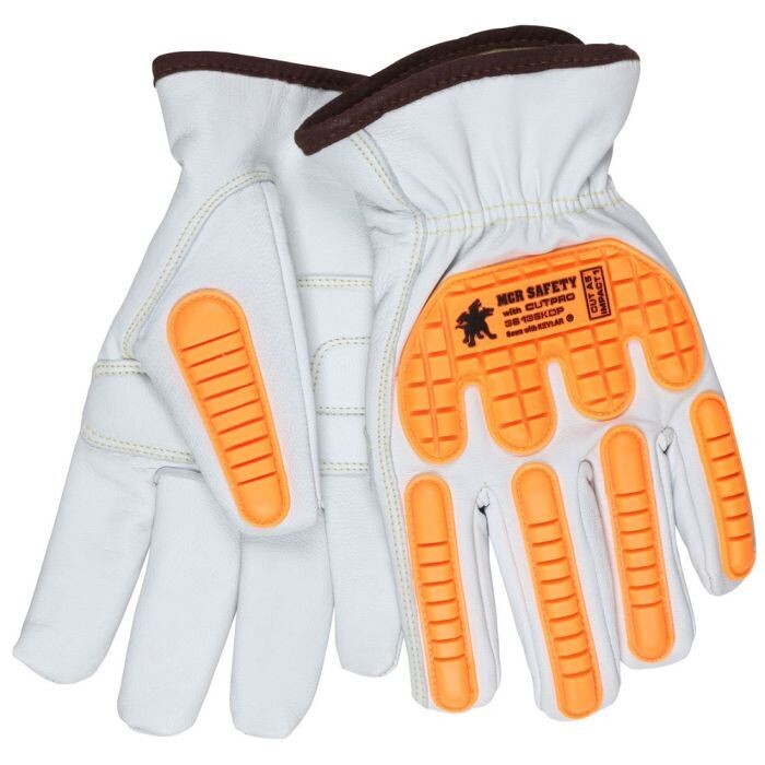 Leather Drivers Cut Resistant Work Gloves Grain Goatskin Leather with DuPont® Kevlar™ Liner  36136KDPXL