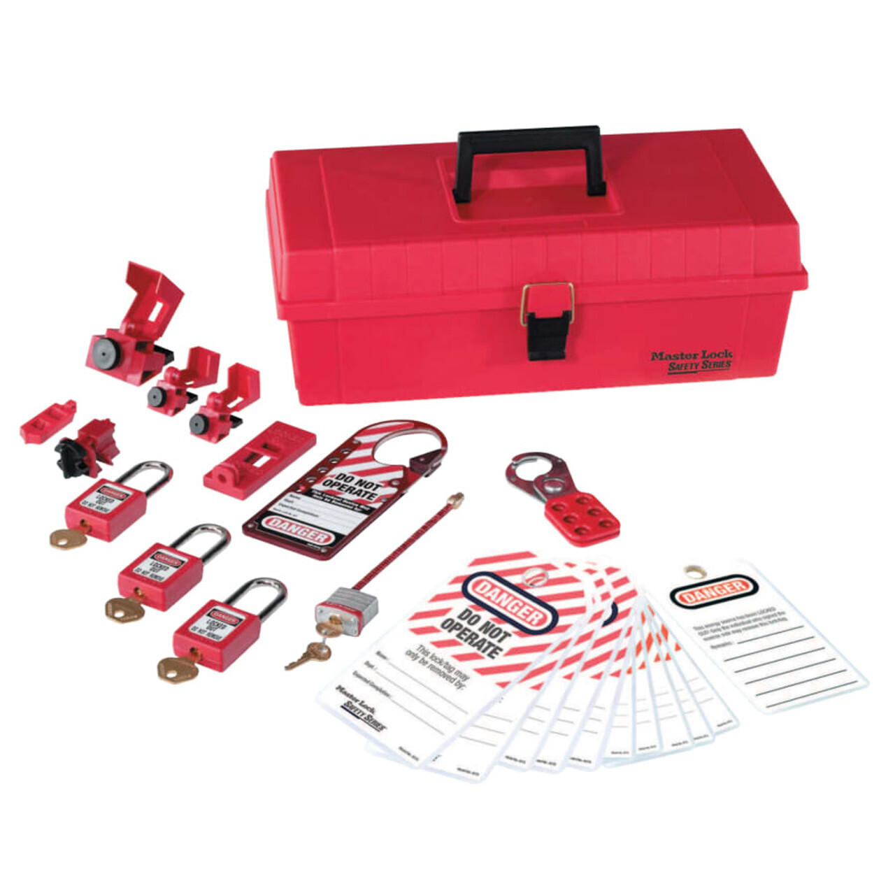Group Lock Box, 9-1/4 in L x 6 in H x 3-3/4 in W, Steel, Red 498A