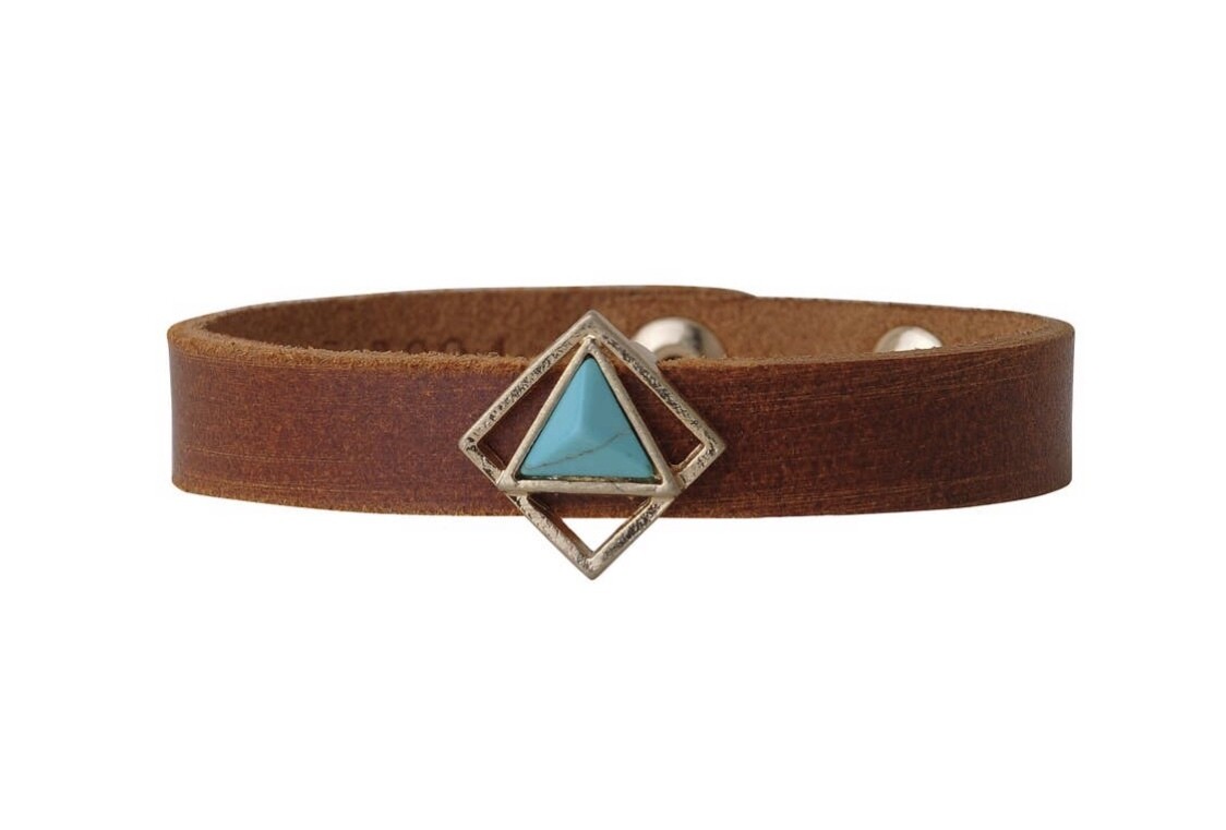 TEAL TRIANGLE LEATHER BRACELET