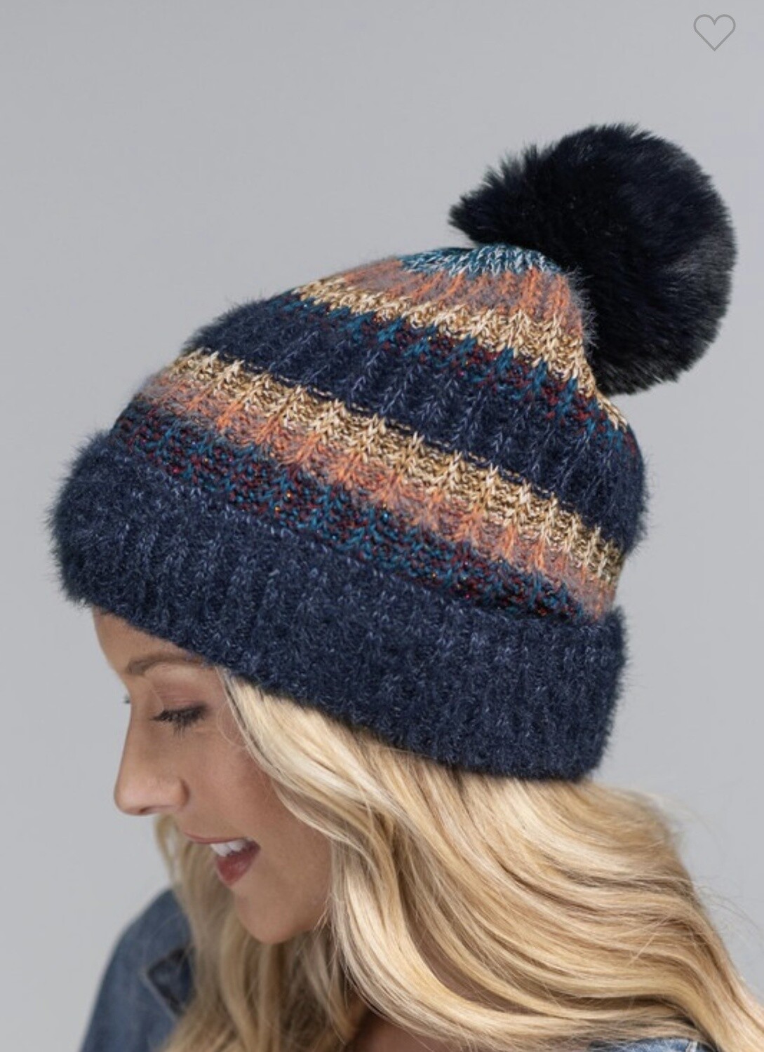 METALIC POMPOM BEANIE