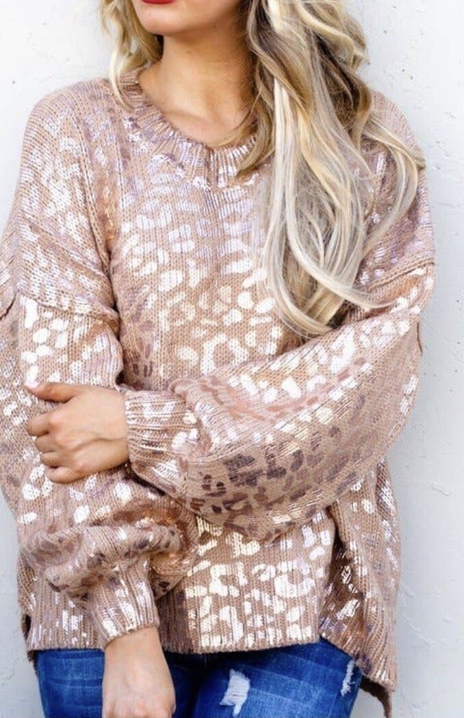 PINK LEOPARD PRINT SWEATER