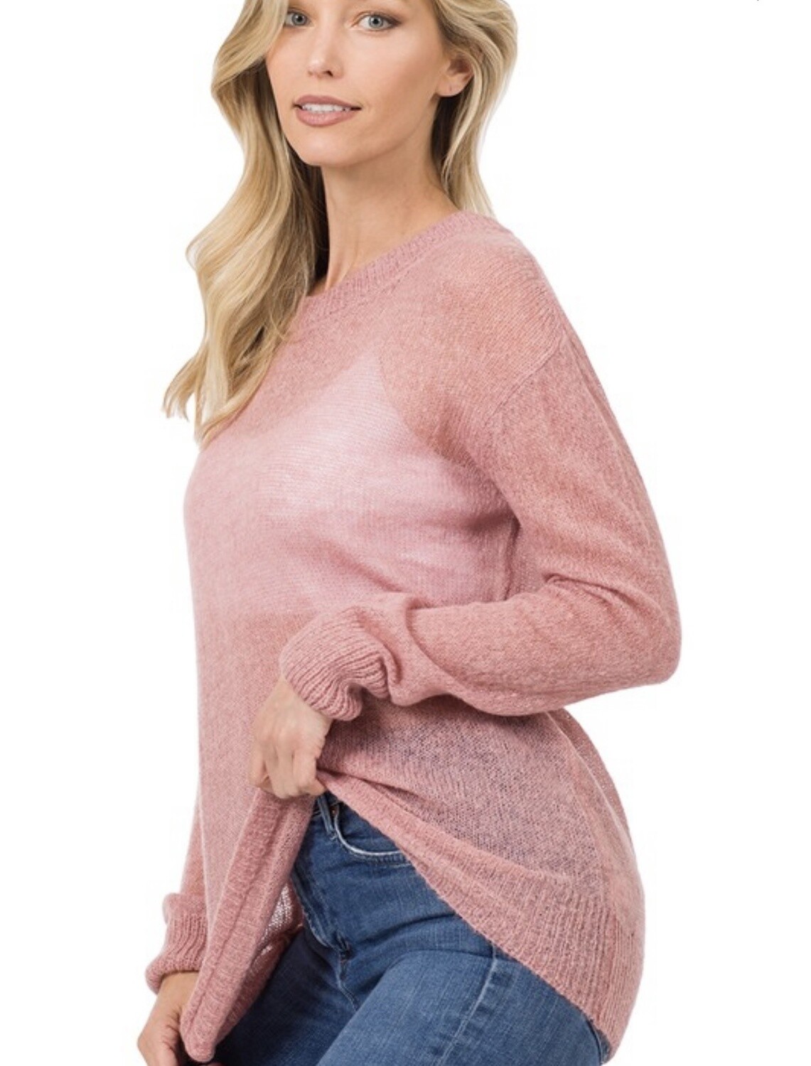 SHEER ROSE SWEATER