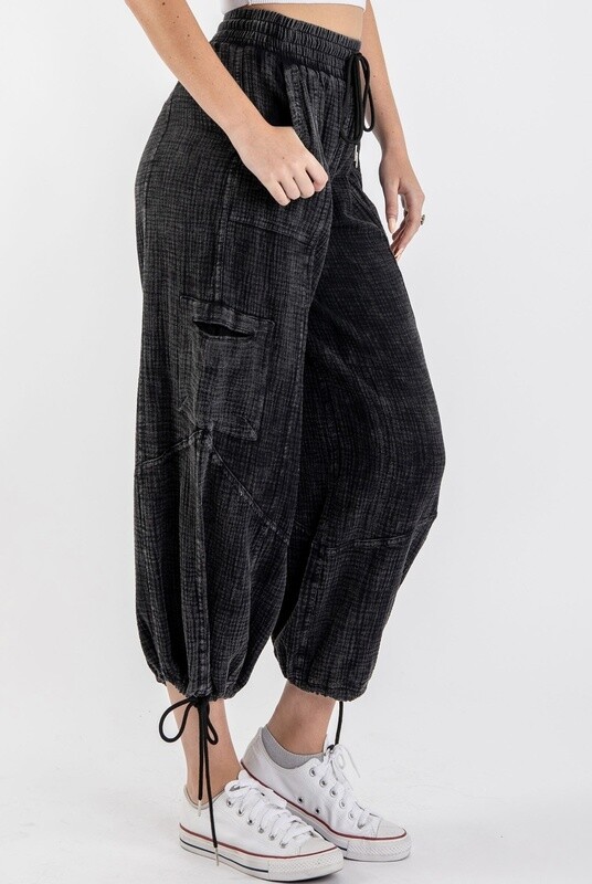 ELASTIC WAIST LINEN LOOSE PANT