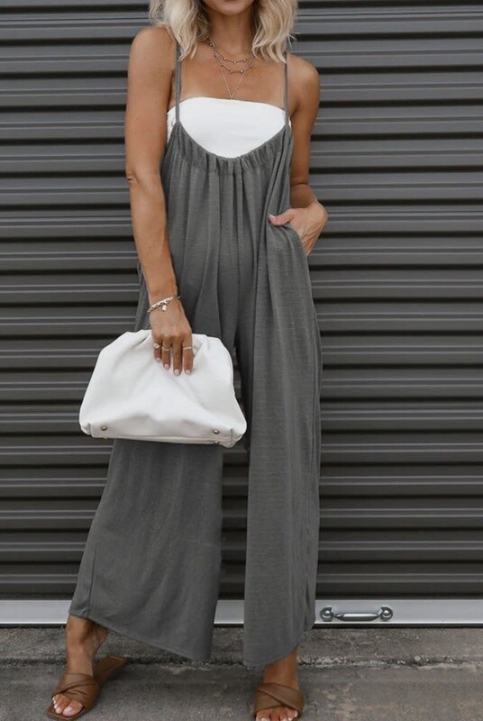 GRAY GATHERING JUMPSUIT