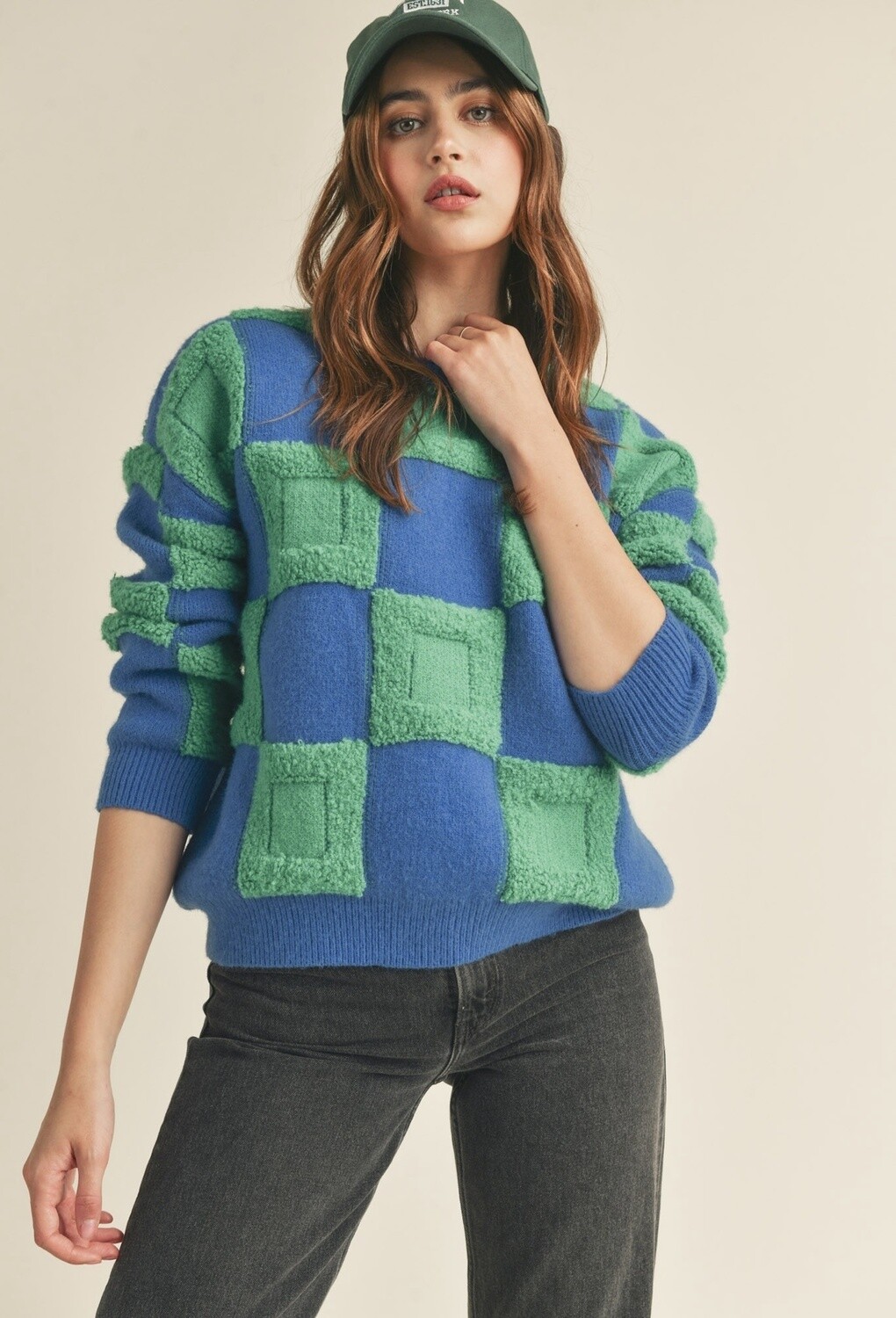 BLUE/GREEN CHECKER SWEATER