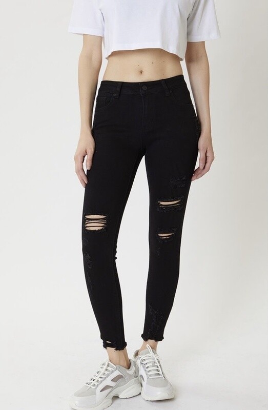 KANCAN MID RISE SUPER SKINNY BLACK
