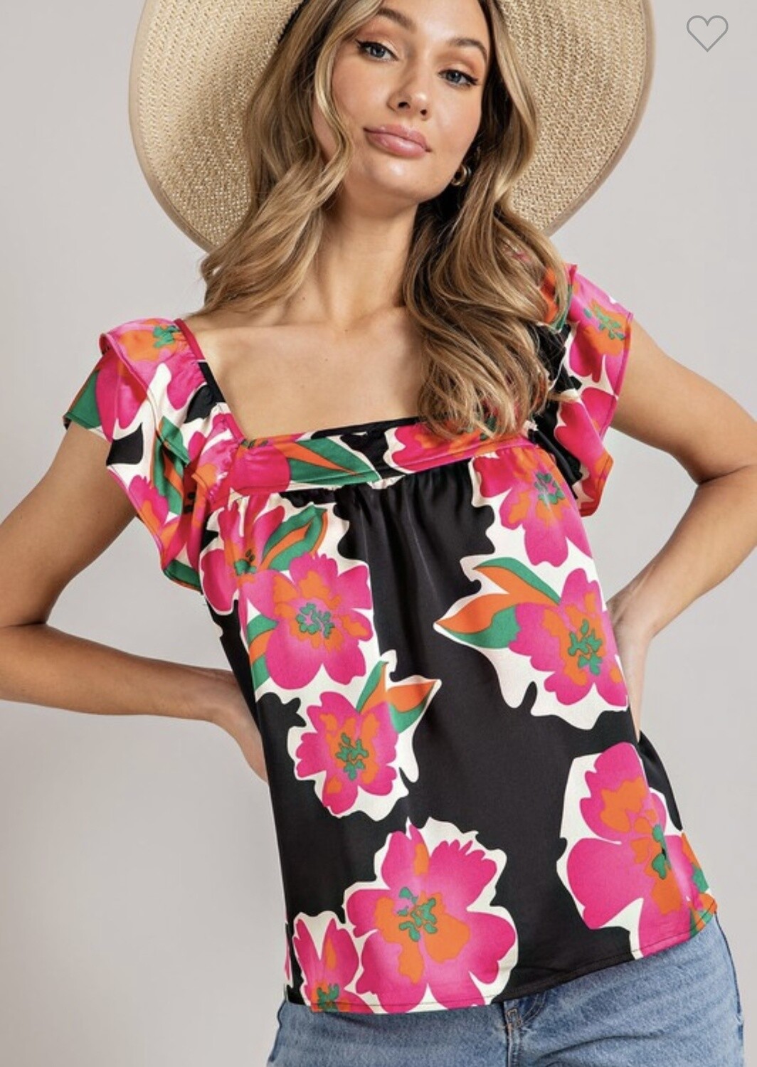 SQUARE NECK FLORAL TOP