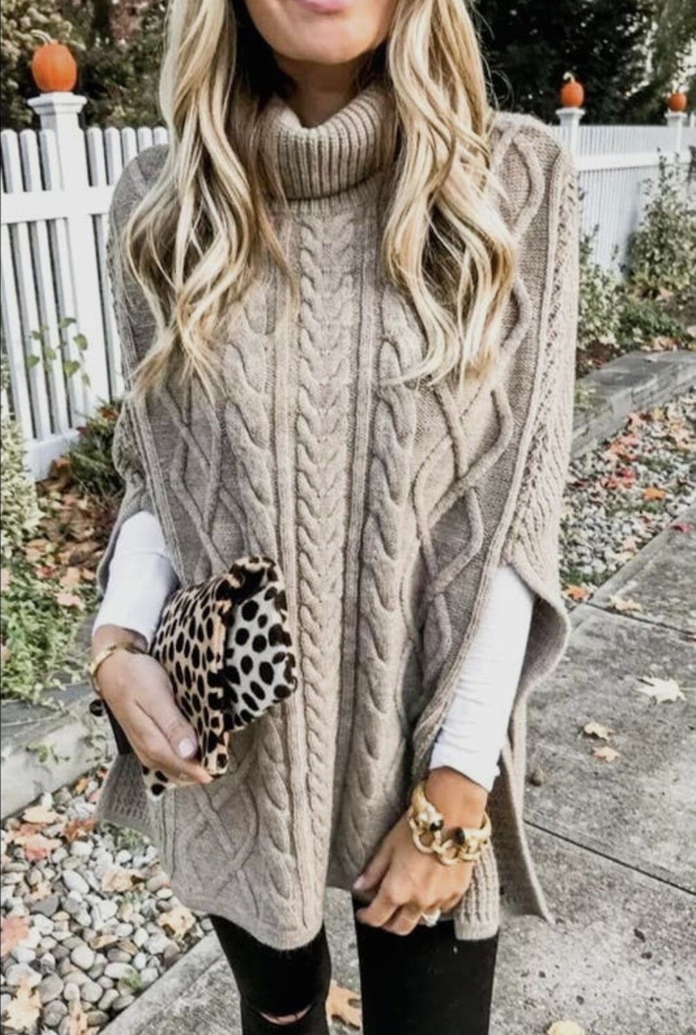 CABLE KNIT PONCHO