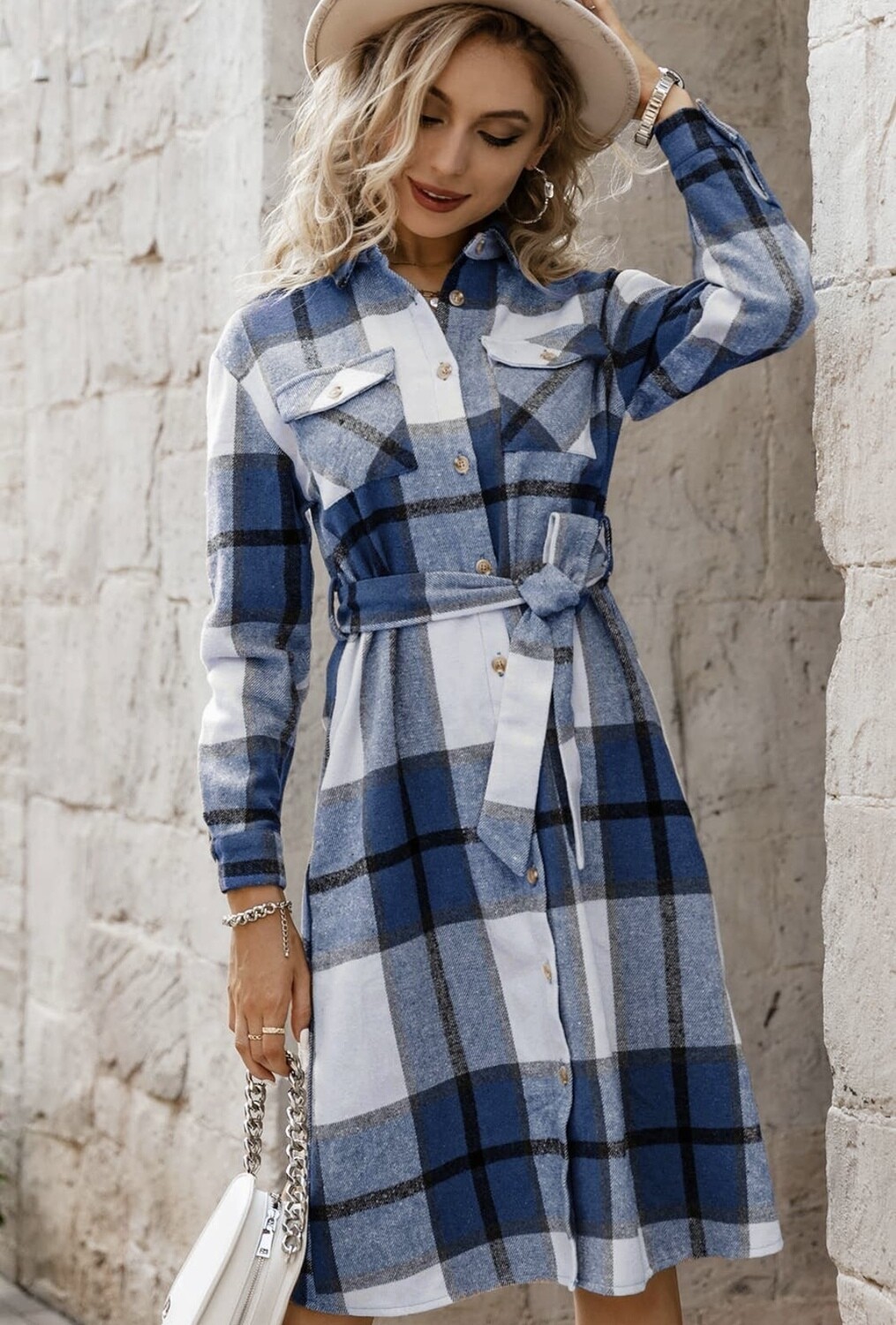 PLAID SHIRT DRESS