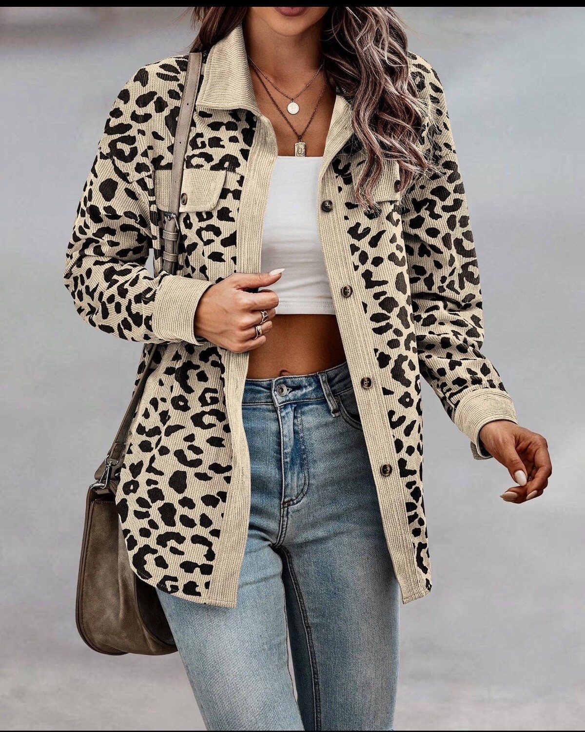 LEOPARD CORD SHIRT JACKET