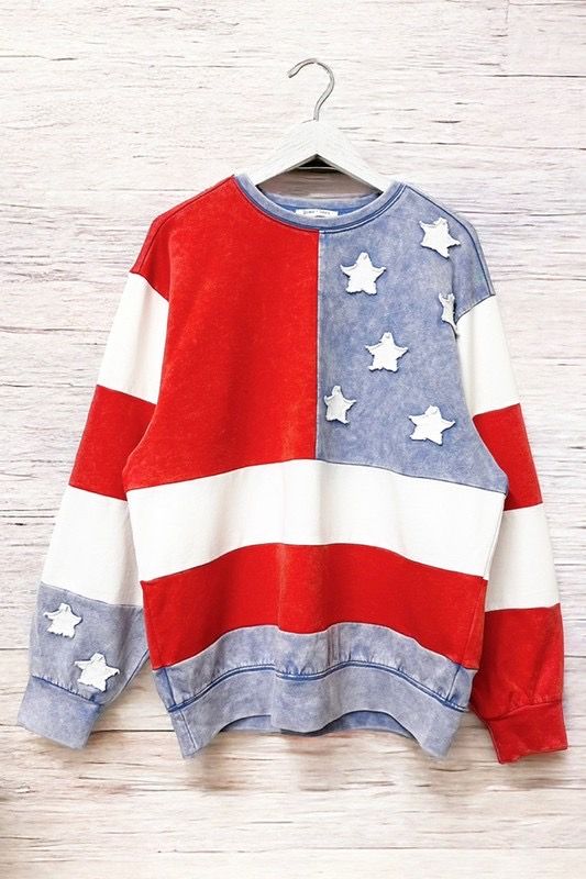 OVERSIZED MINERAL WASH FLAG SWEATSHIRT