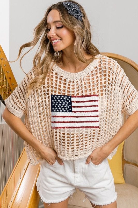 SEQUIN FLAG SWEATER