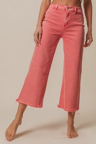 VINTAGE CORAL FRAYED HEM DENIM