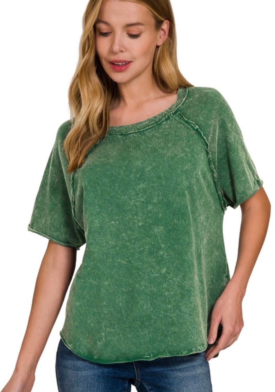 WASHED RAGLON SLEEVE TOP