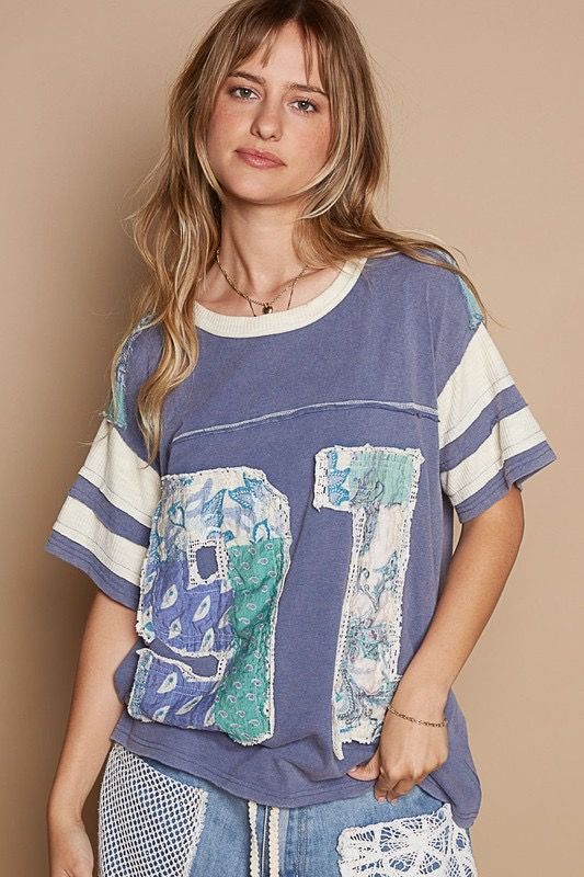 OVERSIZED NUMBER PATCH KNIT TOP