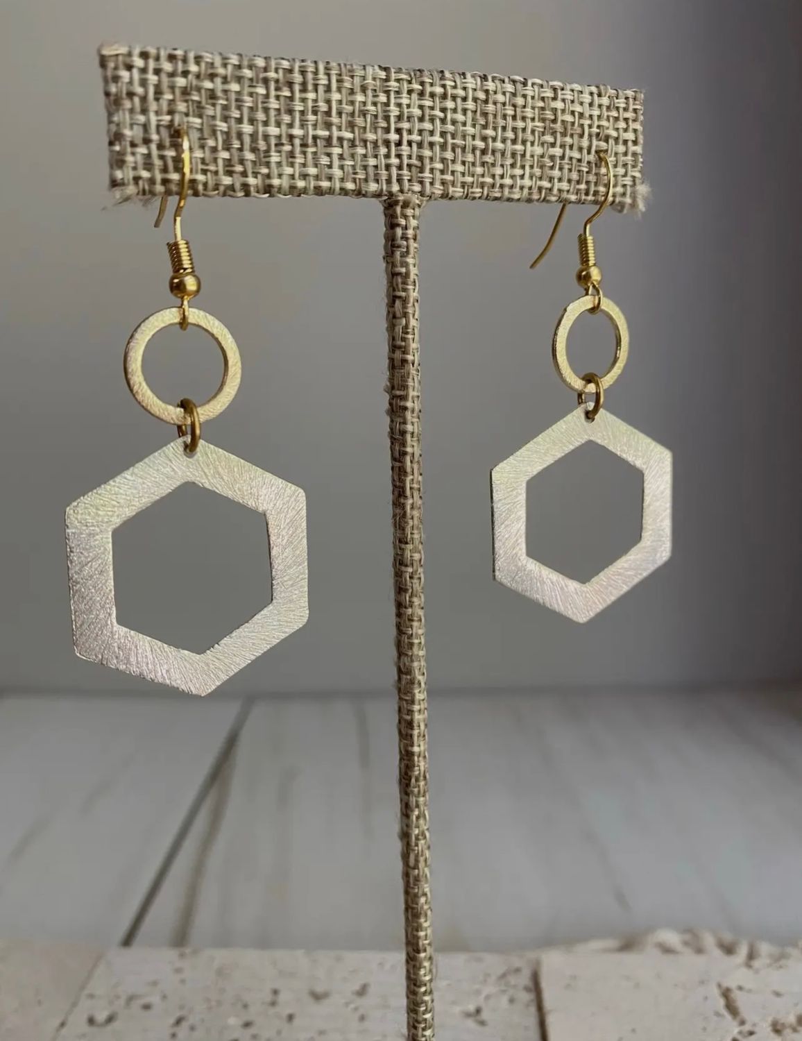 HONEYCOMB EARRINGS SILVER/GOLD