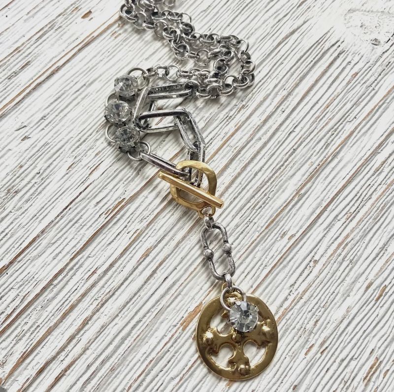 MIXED METAL VINTAGE ECLECTIC NECKLACE