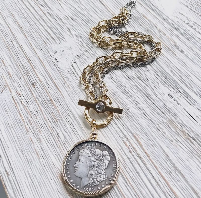 MIXED METAL HANDMADE COIN NECKLACE