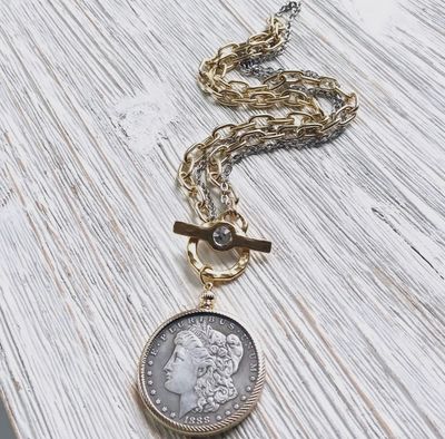 MIXED METAL HANDMADE COIN NECKLACE