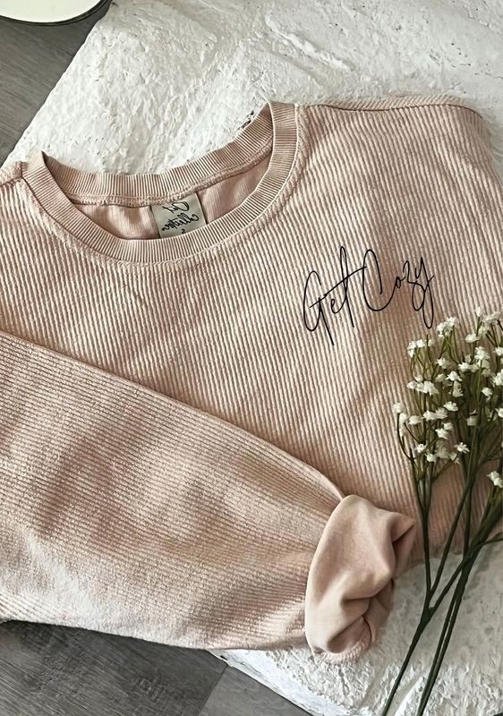 GET COZY MINERAL LATTE RIBBED SWEATSHIRT