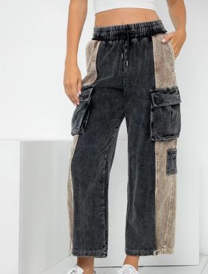 CARGO COLOR BLOCK CORDUROY PANTS