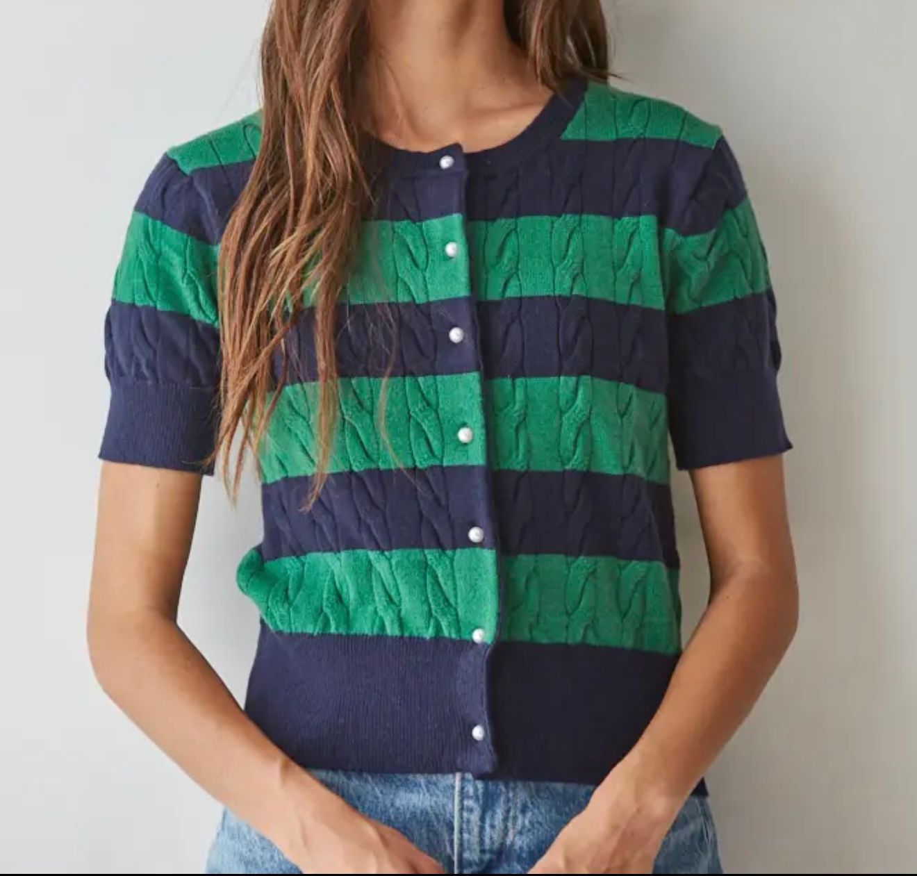 CABLE KNIT BUTTON DOWN CARDIGAN