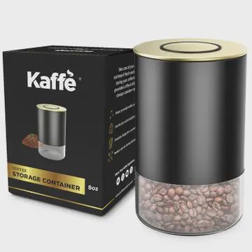 Kaffe Coffee Canister Storage Container Black/Gold Round