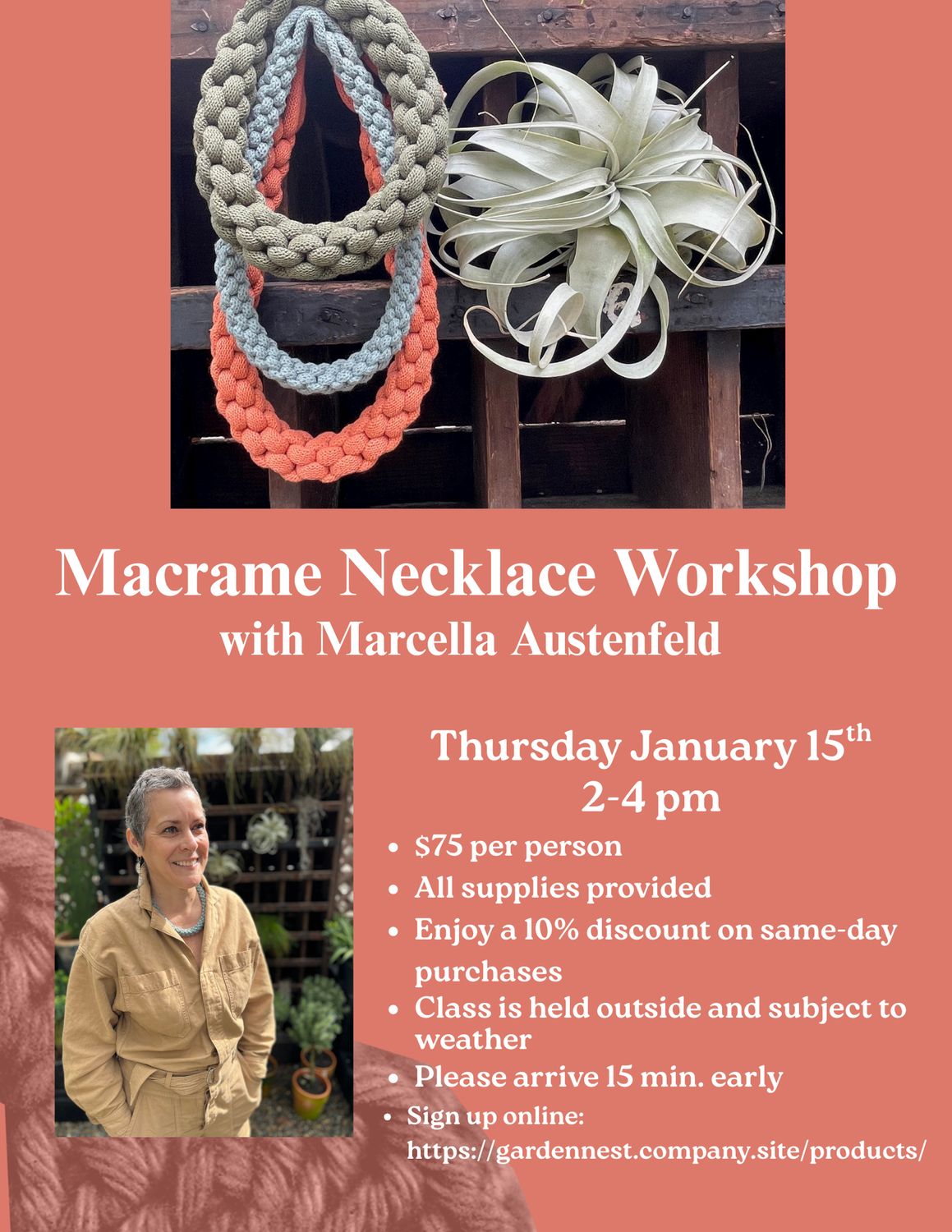 Macrame Necklace Workshop January 15th